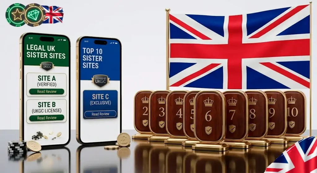 Overview of the top 10 legal and UKGC licensed casino sister sites.