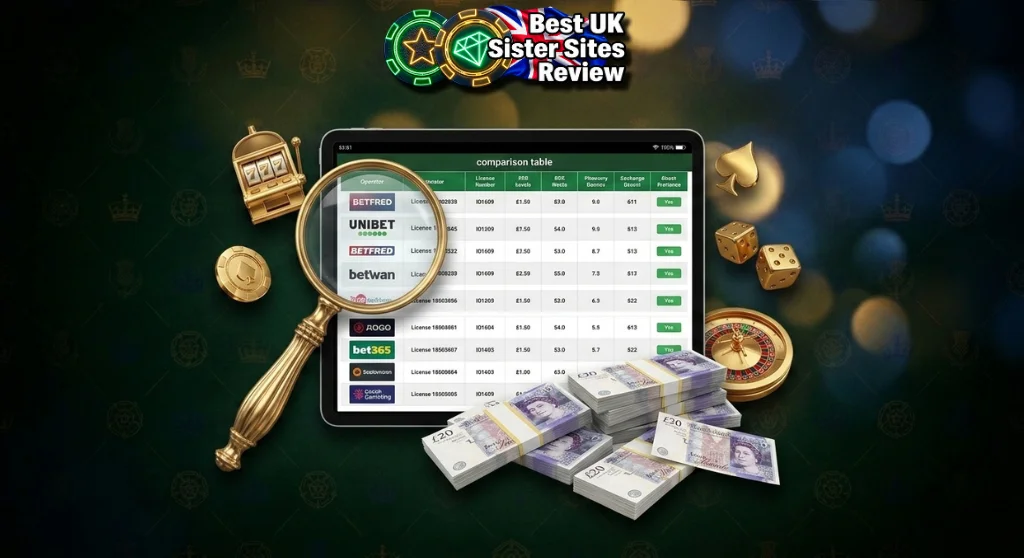 Official UK gambling operator database comparing holding company network connections